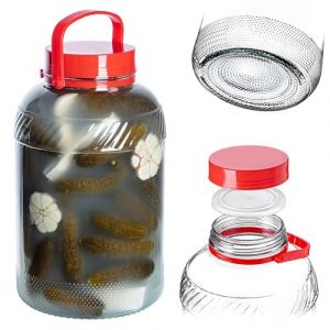 KADAX Grand Bocal de Fermentation en Verre, Récipient de Conservation avec Couvercle Hermétique, Idéal pour la Préparation de Cornichons et Choucroute (8L) (KADAX, neuf)