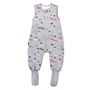 TupTam Gigoteuse Bébé Hiver avec Pieds et Jambes, certifiée OEKO- TEX, 2,5 TOG, Unisexe, Ours avec lunettes/Gris, 80-86 (LotteStyle, neuf)