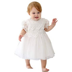 Happy Cherry Robe de Baptême Princesse Bébé Fille - Nouveau-né Dentelle Mariage Blanc Anniversaire Cérémonie 16-18 Mois (GAOCHENGEU, neuf)