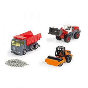 siku 6329, Coffret Cadeau de Construction de Routes, Camion à Benne Basculante, Chargeur sur Roues Liebherr, Rouleau Compresseur, Pièces Amovibles, Granulats Inclus (Gpasplus, neuf)