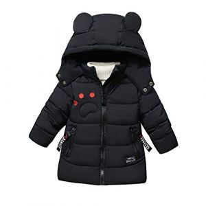 YFPICO Manteau Enfant Garçon Veste d'hiver Cartoon Petite Enfant Doudoune Matelassée Mi Long Parka Epaisse, Noir, 2 Ans/M (LSERVER, neuf)
