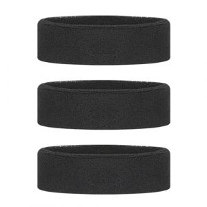 Lot de 3 bandeaux noirs absorbant la transpiration, accessoires de sport et de fitness pour course, yoga, fitness, tennis et basketball (KLEMT MARIO LTD, neuf)