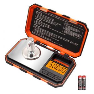 UNIWEIGH Balance milligramme 50 g/0,001 g - &Eacute;chelle de mg portable avec &eacute;cran LCD - Tare - Balance num&eacute;rique &agrave; bijoux - Balance microgramme pour poudre, or, pierre pr&eacute;cieuse, recharge, poids CAL (UNIWEIGH, neuf)