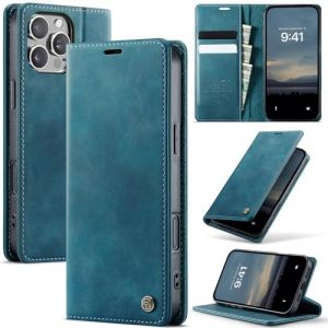Cracedily Coque pour iPhone 16 Pro Pochette, Housse en Cuir PU Premium, Etui &agrave; Rabat, Pochette de Portefeuille, Antichoc, RFID Blocage &Eacute;tui de Protection pour iPhone 16 Pro, Bleu Vert (Cracedily, neuf)