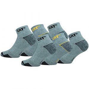 Caterpillar 6 Paires Chaussettes Travail Sneaker Hommes Prévention des Accidents Talon et Pointe Renforcées Coton (Gris Melange, 35-37) (Naduf, neuf)