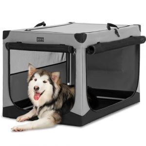 Petsfit Cage pour Chien Pliable, Transport en Tissu avec Cadre en Aluminium Int&eacute;gr&eacute;, Caisse R&eacute;glable par Tuyau en Spirale, Gris, XL (Petsfit-UK, neuf)