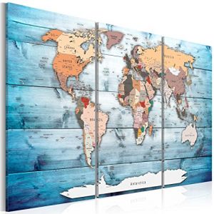 B&D XXL - Tableau en Li&egrave;ge Monde 120x80 cm - Tableau d'Affichage Mappemonde Cadre en Bois Grande D&eacute;coration Murale pour Bureau Maison - Carte de voyage style vintage k-C-0035-p-h (murando, neuf)