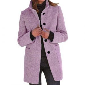 Manteau Surdimensionné Femme Hiver Caban Froid Trapeze Sherpa Blouson Long Surdimensionné Oversize Cintré Veste Femme Hiver Chaud Chaud Manteau Laine Violet L (TOFOTL✈8-21 Jours Arrivent, neuf)