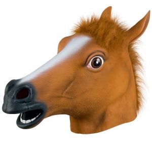 AYEUPZ Masque de t&ecirc;te de cheval - 1 pi&egrave;ce - Capuche amusante - Marron - En latex - Jeu de r&ocirc;le - Accessoire de costume d'Halloween (AYEUPZ, neuf)