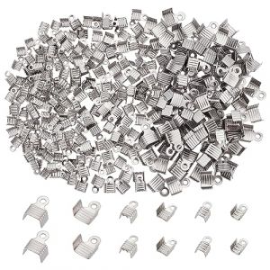UNICRAFTALE 300 pièces 3 Tailles Extrémités de Cordon Embouts de Cordon Acier Inoxydable Embouts à Sertir Fermoir Attache Bracelet Embouts Caches Nœuds pour Bracelet Collier Fabrication de Bijoux (ENBISI EU, neuf)