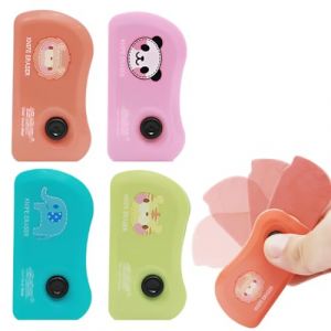 NOPKESV 4 pièces Gomme Rétractable Protégée et Efficace Système Rotatif Hyper Pratique Crayon Magique Motifs d'animaux mignons (WANGSHENGYA, neuf)