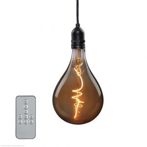 Hellum Lampe à Suspendre Outdoor A130 13 x 27cm - Avec Pile et Télécommande, Ampoule Smoky, Rétro Dimmable - Pour Extérieur (4xAA Non Incluses) 150452 (Hellum Direkt, neuf)