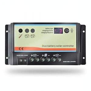 Contrôleur de charge solaire à double batterie EPEVER PWM 10A pour camping-car, caravane, bateau ou tout système avec deux batteries 12V / 24V ou un parc de batteries (Fuhuihe, neuf)