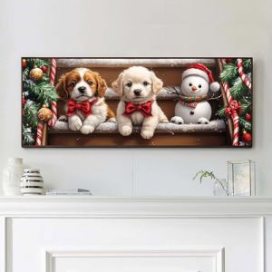 VAIIEYO Noël Diamond Painting Grande Taille, Chien Broderie Diamant Grande Taille Canevas Broderie Diamant Kit Complet Point De Croix Broderie Salon Chambre Autocollant Mural Décoration 30x80cm-5 (VAIIEYO, neuf)