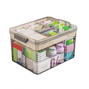 SagTuol Boite a pharmacie, Rangement pour m&eacute;dicaments, Boite rangement medicament maison 2 niveaux, portable et pliable, pour m&eacute;dicaments pour la maison,31 * 21 * 17 cm (CITICDI, neuf)