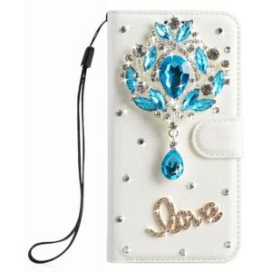 Glitter 3D Cristal Sparkle Case Compatible avec Samsung Galaxy A36 5G Coque Briller Diamant Strass Housse Pochette en Cuir Back Etui Folio Couverture Protecteur Coquille,Pendentif Bleu (Bolong, neuf)