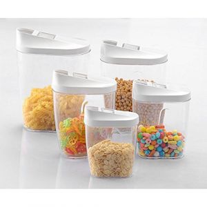 Jzhen Lot de 5 Boîte Alimentaire Hermétique Plastique Boite Verseuse Transparent pour des Réserves Sec (XIAO SCHATZ, neuf)