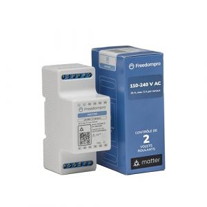Freedompro DIN H Interrupteur Relais WiFi pour Volet Roulant Intelligent, Contrôles 2 Stores/Ombres/Volets, Compatible avec HomeKit, Matter, Google Home, Alexa, 110-240V, 20A, Panneau électrique (Freedompro, neuf)