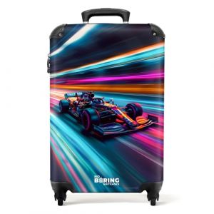 NoBoringSuitcases.com Trolley Cabine, Valise Enfant Garcon, Bagages Enfant, Valise Enfant Roulette, Valise Cabine Garcon 55x35x25cm (Voiture de Course - N&eacute;on Multicolore) (NoBoringSuitcases, neuf)