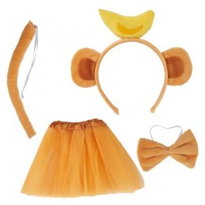 Ipetboom Costume De Singe Cosplay Avec - Oreilles De Singe Jupe Tutu Et Queue Pour Fêtes Halloween Et Carnaval (Cowan Micro, neuf)