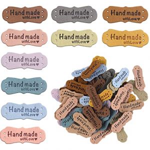 &Eacute;tiquettes en Cuir Etiquette Fait Main &agrave; Coudre 60Pi&egrave;ces Etiquette Tiss&eacute;es &eacute;tiquettes faites &agrave; la main en daim pour l'Artisanat Tricot Sacs &agrave; Main V&ecirc;tements (YI CHUN, neuf)