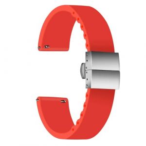 ULLCHRO Bracelet Montre Haute Qualit&eacute; Remplacer Silicone Bracelet Montre - 14mm, 16mm, 18mm, 20mm, 22mm, 24mm Caoutchouc Watch Strap avec Boucle D&eacute;ployante Acier inoxydable (16mm, Rouge) (Ullchro-EU, neuf)