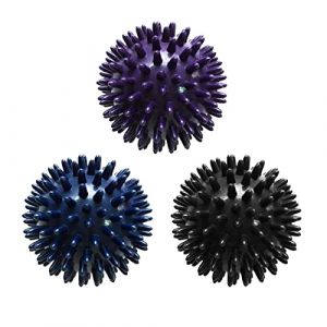 MagiDeal Lot de 3 Boule de Massage Spikey Balle à Picots Masseur Pieds, Dos, Epaules, Bras Soulagement du Stress Réflexologie Acupression (10cm, Violet Noir Bleu) (Grand Plaisir 360, neuf)