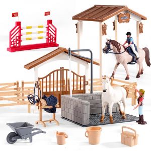 Hyrenee Jouets pour l'écurie avec clôture Jouets avec Figurines pour l'écurie pour garçons et Filles 3 4 5 6 7 8 Ans (Jeu de Chevaux) (BEHEN, neuf)