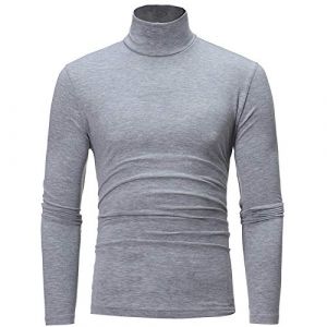 Homme T-Shirt Thermique Manches Longues Haut Thermique Hiver Pull Chaud Maillot de Corps sous-Vêtement de Détente Chemise à Col Roulé Top Sport Sweat Homme M-3XL (SUNNSEAN, neuf)