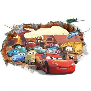 Kibi Stickers Muraux Cars 3d Wall Decal Enfants Chambre Bébé Décoration Autocollants Muraux Cars Stickers Mural 3d Amovible (KIBI STORE, neuf)