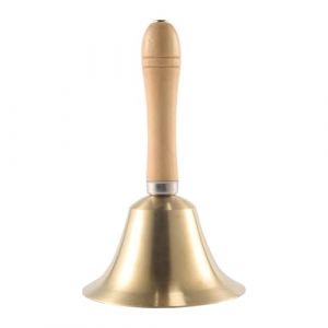 Cloche &agrave; Main, Clochette &agrave; Main, Cloche De Noel, Cloche D'Appel, Cloche de Table, avec Manche en Bois, pour H&ocirc;tels, Restaurants, Ecoles, H&ocirc;pitaux, Service Client, Entrep&ocirc;t, 15 x 8 cm (Fredeom, neuf)