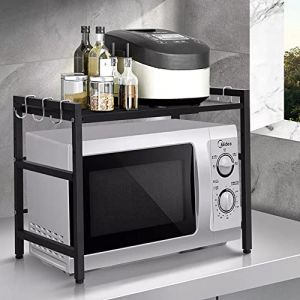 Support D'étagère Extensible pour Four à Micro-Ondes avec étagère De Rangement - Etagère pour Four à Micro-Ondes, Nouvel Gain De Place pour Le Rangement De La Cuisine(40/64*45*36.5cm (noir)) (Hechheu, neuf)