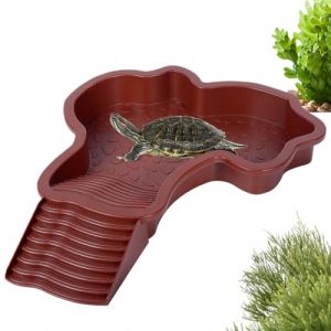 Piscine Tortue Terrestre Mangeoire, Plat d'eau Bassin pour Tortue de Piscine avec Rampe, Bol d'eau pour Reptiles avec &Eacute;chelle, Bassin de Douche pour Terrasse (A) (Haohon &mdash; Livraison en 6 &agrave; 14 jours, neuf)