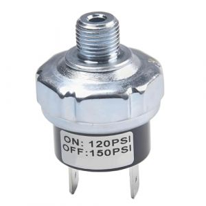 LKRXW Interrupteur de Pression pour Compresseurs d'air 120-150 Psi Pressostat de Compresseur Air 1/8" NPT Pressostats de Commande Valve Pompe Automatique DC 12V 24V AC 110V 220V (LKRXW, neuf)