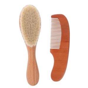 FUNNETOYU Set Brosse et Peigne Bois Brosse Laine Douce pour Soin Capillaire D&eacute;licat L&eacute;ger et Ergonomique pour Massage Du Chevelu et Voyage (Yekesh, neuf)