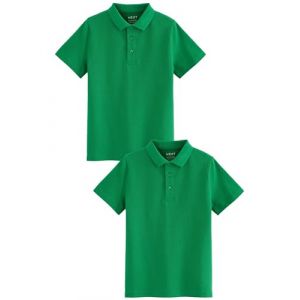 NEXT Polo d'école Standard à Manches Courtes 100% Coton, Lot de 2 Vert 10 Ans (Next Germany GmbH, neuf)