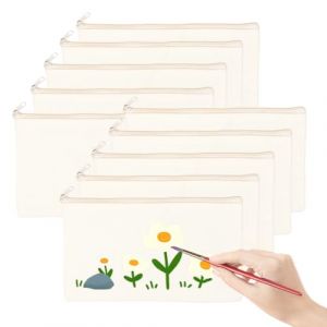 Aurasky Sac &agrave; Colorier pour Enfants, 10 DIY Trousses &agrave; Crayons Vierge, Blanc Trousse de Maquillage en Toile, Sac Cadeau Anniversaire et Cadeau Invite Anniversaire Enfant (GMY International Hong Kong Limited, neuf)