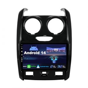 SXAUTO Android 14 Autoradio pour Renault Duster (2015-2017) - sans Fil Carplay + Android Auto - 2G+32G - Cam&eacute;ra arri&egrave;re Gratuit - IPS 9 Pouce 2 Din - Dab Volant Fast-Boot Bluetooth 4G Split-Screen (SXauto, neuf)