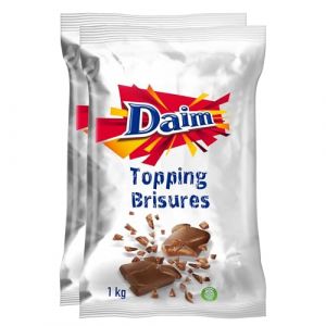 DAIM - Brisures au Chocolat au Lait et &Eacute;clats de Caramel - Id&eacute;al pour Desserts et P&acirc;tisseries - Format Familial - 2 Sachets de 1 kg (Plaisir & Snacking, neuf)