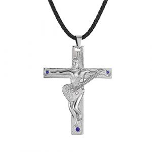 AFSTALR Johnny Hallyday Collier Femme Homme Argent Pendentif Croix Guitare en Acier Inoxydable Cadeau Souvenir Fan- JH Signature Design (new, Acier inoxydable(Signature)) (AFSTALR, neuf)
