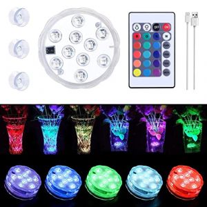 1 Pièces Lumières LED Submersibles Rechargeables avec Télécommande,Lampe LED étanche pour piscine avec ventouses,Lumière étanche USB multicolore pour baignoire,aquarium,fontaine,décoration de fête (Lcxecnw, neuf)