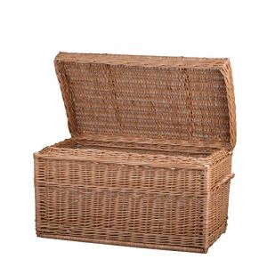 e-Wicker24 Coffre en osier,malle en osier, grand panier,corbeille,malle de rangement en osier buff (70x43 H44, Naturel) (e-wicker24, neuf)