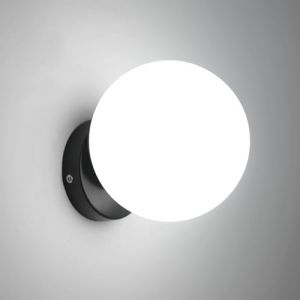 Comely Applique Murale Interieur, Lampe Murale Globe en Verre Givré Étanche, Noir Applique E27 pour Chambre Salon Couloir (CY PURE, neuf)