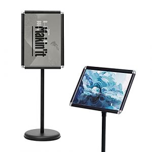 RELAX4LIFE A4/A3 Porte-Affiche Réglable en Hauteur et Rotatif 360° avec Cadre en Alliage Aluminium, Présentoir Affiche avec Base en Acier INOX pour Restaurant/Musé/Magasin (A3 Noir) (RELAX4LIFE, neuf)