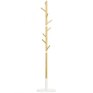 HOMCOM Porte-manteau moderne en bambou avec 8 crochets pour vêtements, porte-manteau d'arbre pour entrée de chambre Ø 37,8 x 175,6 cm naturel (Aosom FR, neuf)