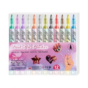 Kit de Stylos pour Ongles | 12 Pi&egrave;ces Fins Outils &agrave; Ongles Portables | Dessin Peinture Pose de Points Tra&ccedil;age de Lignes,pour Manucure, D&eacute;coration, Tra&ccedil;age et Dessin &agrave; (juncho, neuf)