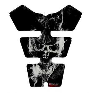 BIKE-label X503604VA Petit autocollant 3D pour moto Motif t&ecirc;te de mort flammes blanc - gris (BIKE-label, neuf)