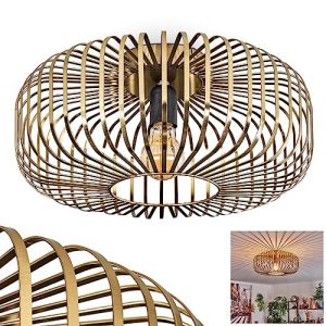 Plafonnier Wemude, plafonnier en métal couleur laiton vieilli, luminaire vintage/rétro avec effet lumineux grâce à l'aspect grillagé, Ø 40 cm, douille E27. ampoule(s) non incluse(s) (hofstein, neuf)