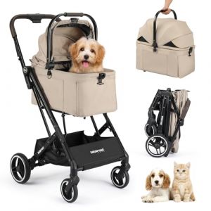 Beberoad Pets X2 Poussette pour petit animal de compagnie jusqu'&agrave; 20 kg, avec porte-b&eacute;b&eacute; amovible et pliable, base imperm&eacute;able et toit pare-soleil, camel (beberoaden, neuf)