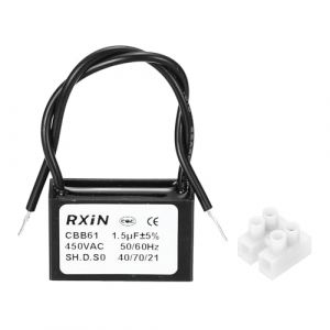 QUARKZMAN Condensateur CBB61, 1,5UF 450V 2 Fils Condensateur de D&eacute;marrage de Moteur de Ventilateur de Plafond pour Ventilateur de Plafond, G&eacute;n&eacute;rateur de Moteur, SoUFfleur, Noir (QUARKZMAN, neuf)